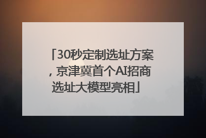 30秒定制选址方案，京津冀首个AI招商选址大模型亮相